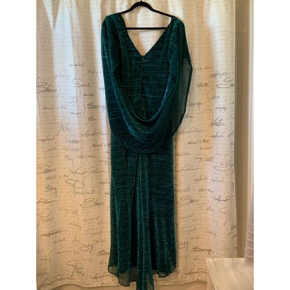 Betsy Adam Metallic Knit Long Sleeve Drape Dress 14W - Picture 5 of 6